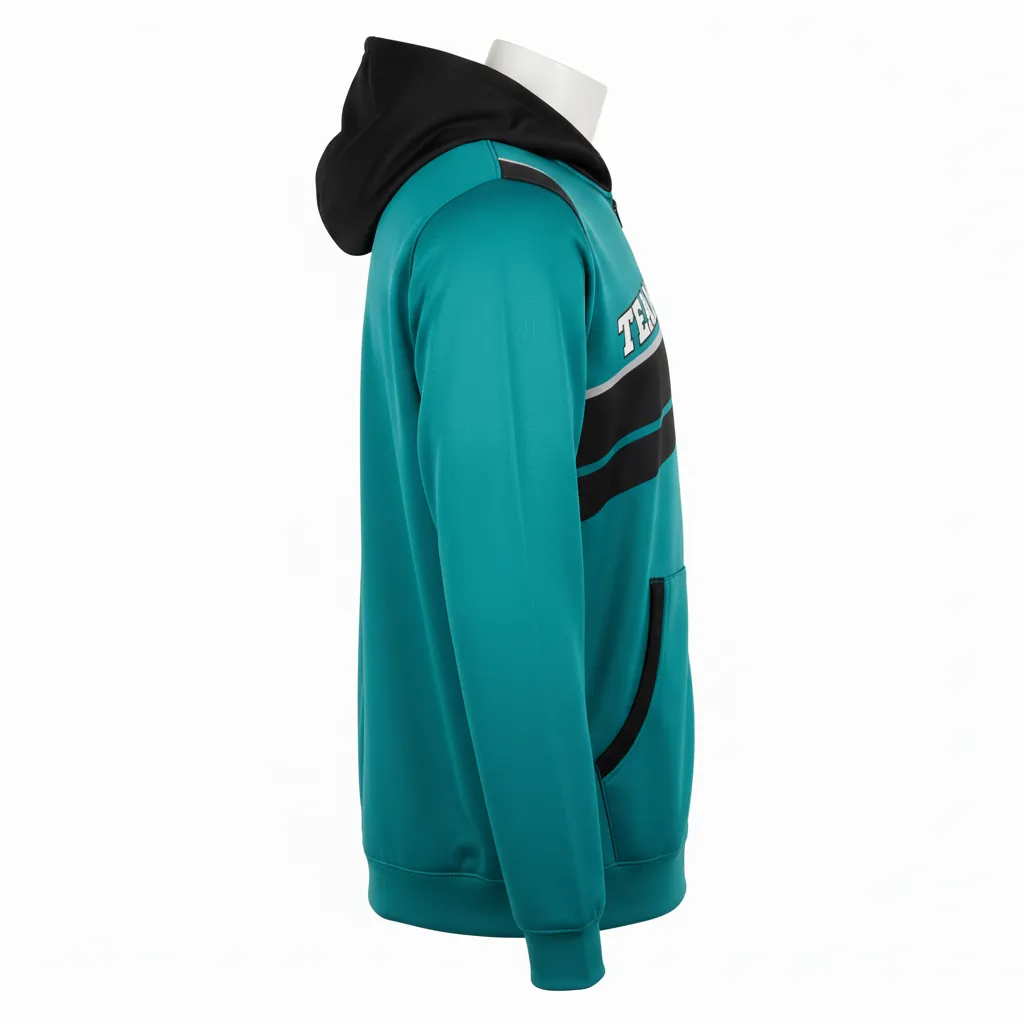 Custom Basketball Full Zip Basketball Hoodie - Custom Design - Sharks - Side View - Kinexa Sportswear