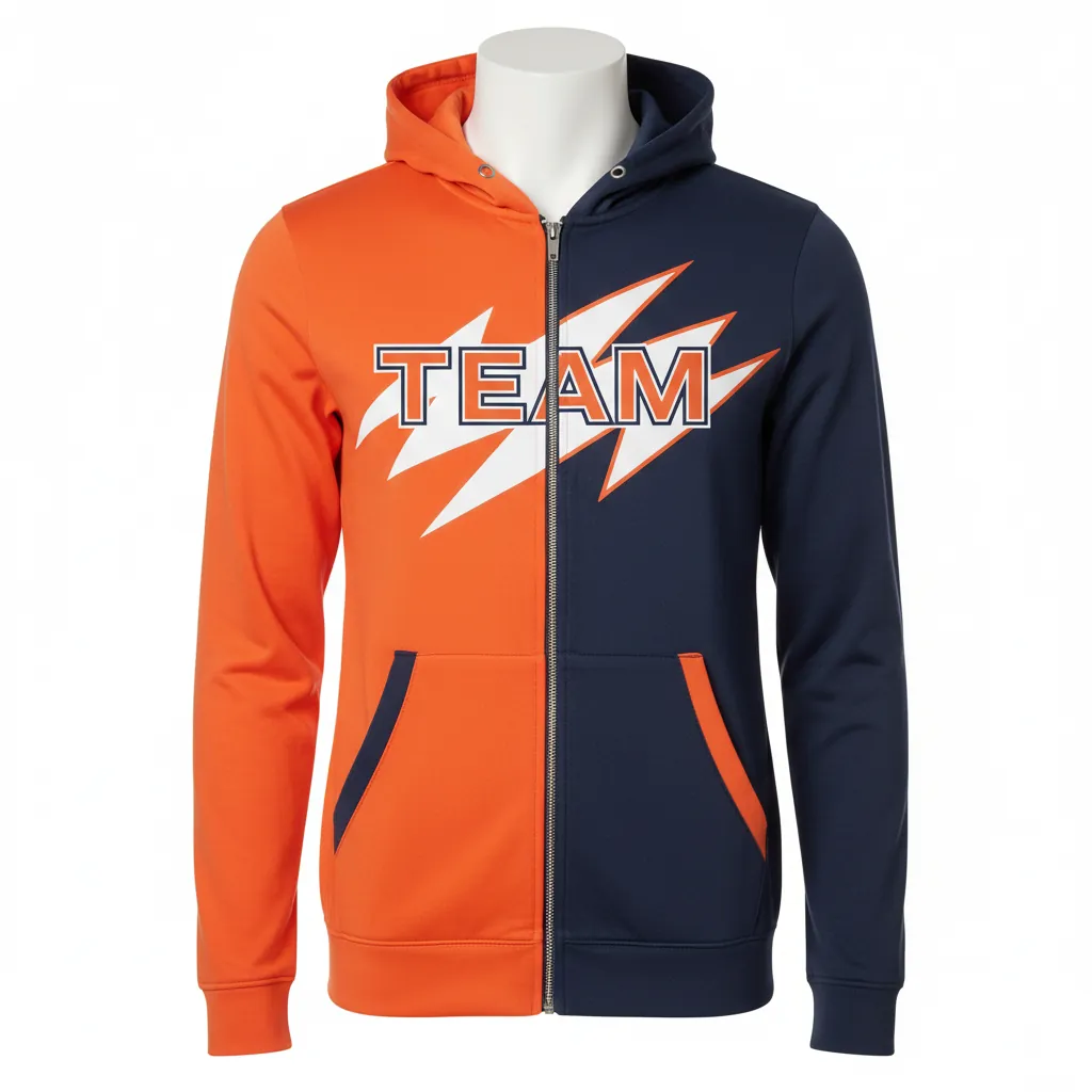 Custom Basketball Full Zip Basketball Hoodie - Custom Design - Warriors - Front View - Kinexa Sportswear