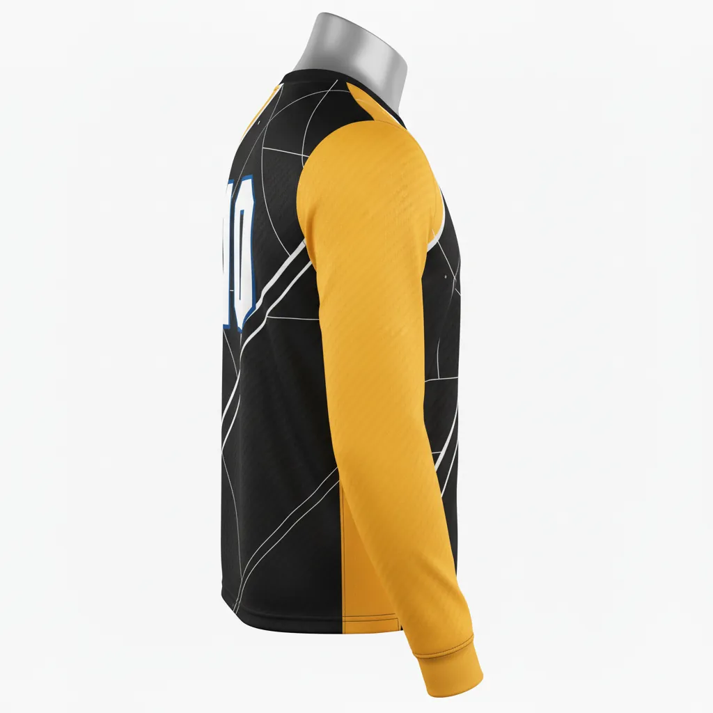 Custom Basketball Long Sleeve Shooting Shirt - Black, Yellow - Diagonal Stripe - Side View - Kinexa Sportswear
