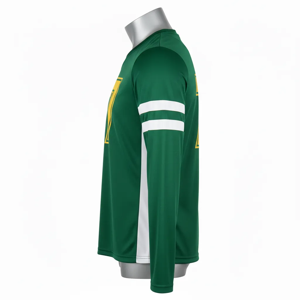 Custom Basketball Long Sleeve Shooting Shirt - Green, White - Forest Stripe - Side View - Kinexa Sportswear