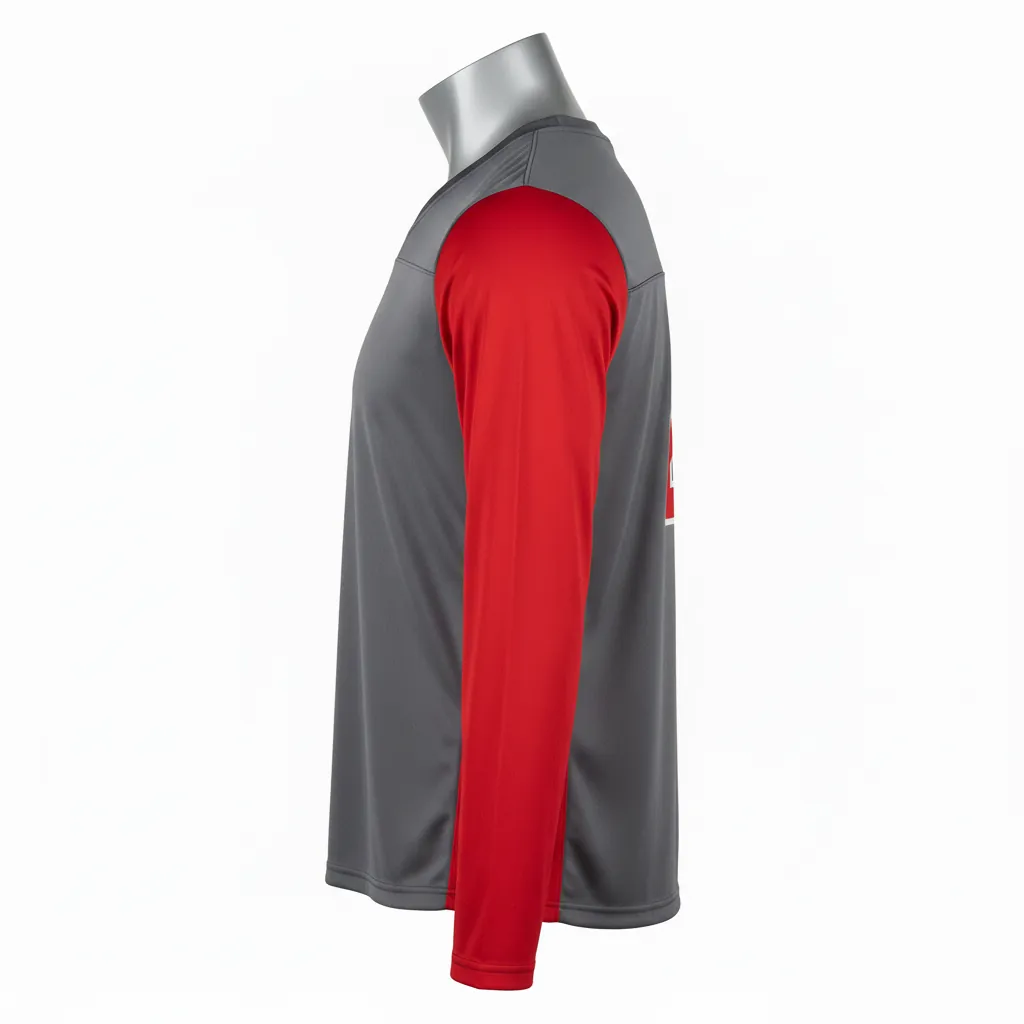 Custom Basketball Long Sleeve Shooting Shirt - White - Graphite Angular - Side View - Kinexa Sportswear