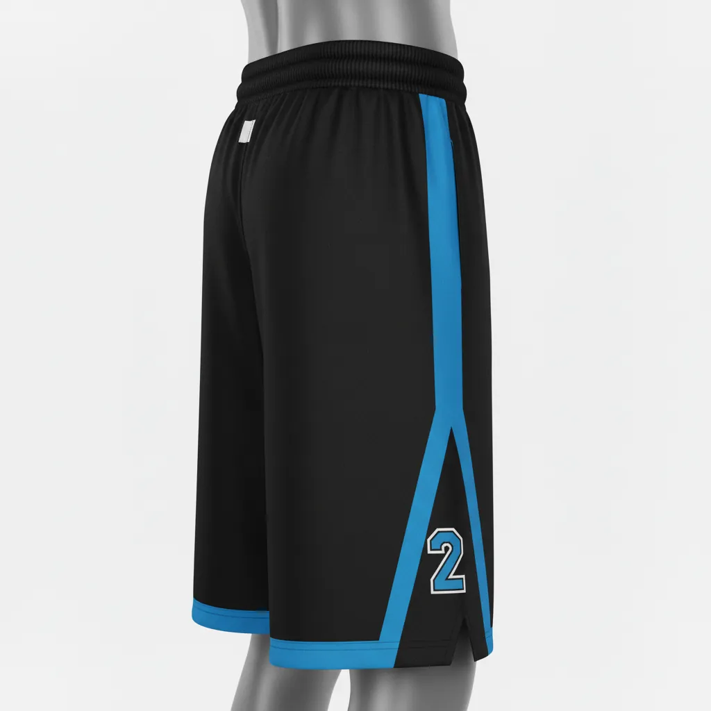 Custom Basketball Performance Basketball Shorts - Black, Blue - Columbia Stripe - Side View - Kinexa Sportswear