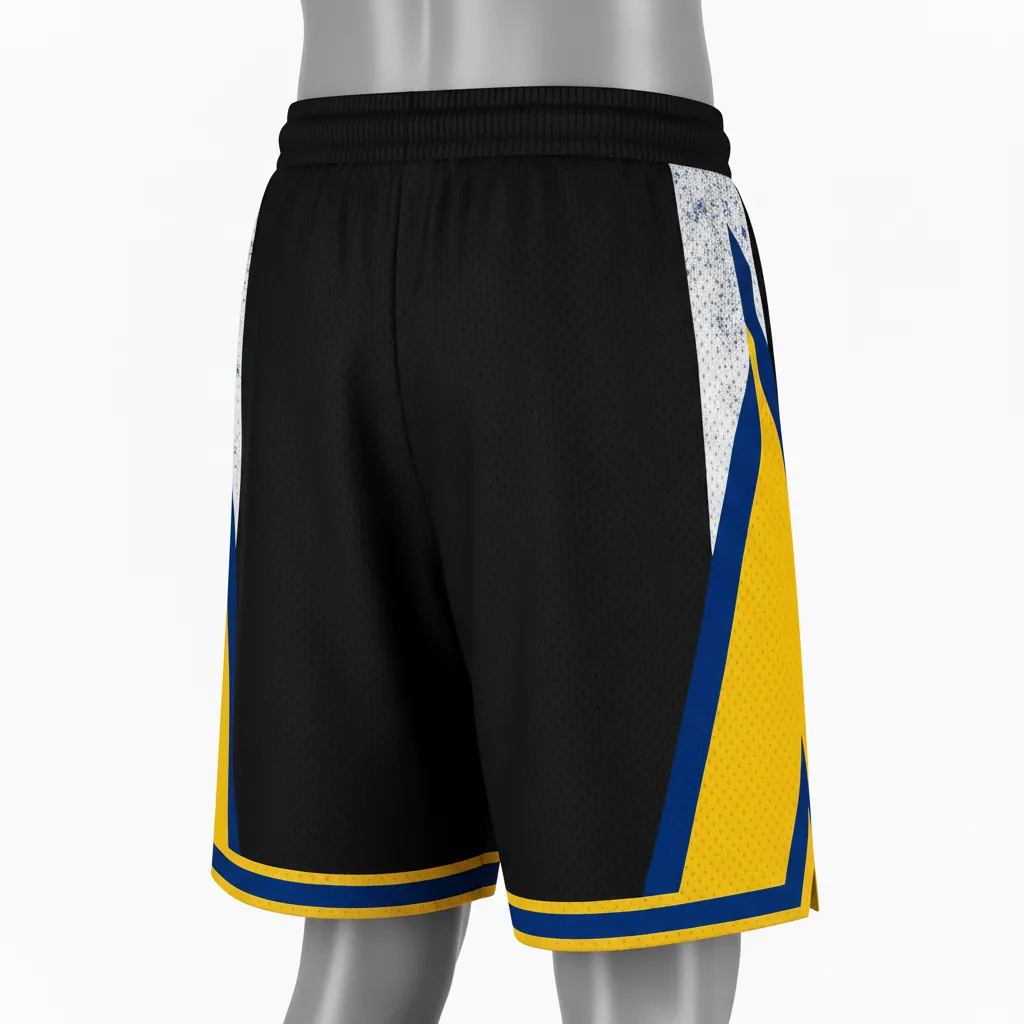 Custom Basketball Performance Basketball Shorts - Black, Yellow - Diagonal Stripe - Back View - Kinexa Sportswear