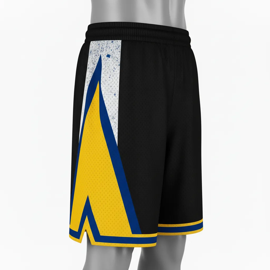 Custom Basketball Performance Basketball Shorts - Black, Yellow - Diagonal Stripe - Side View - Kinexa Sportswear