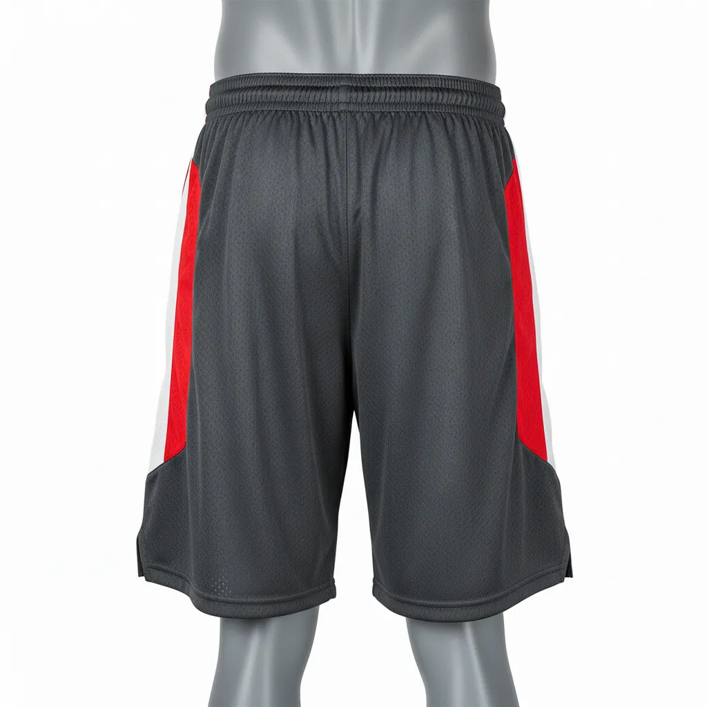 Custom Basketball Performance Basketball Shorts - Red - Charcoal Angular - Back View - Kinexa Sportswear