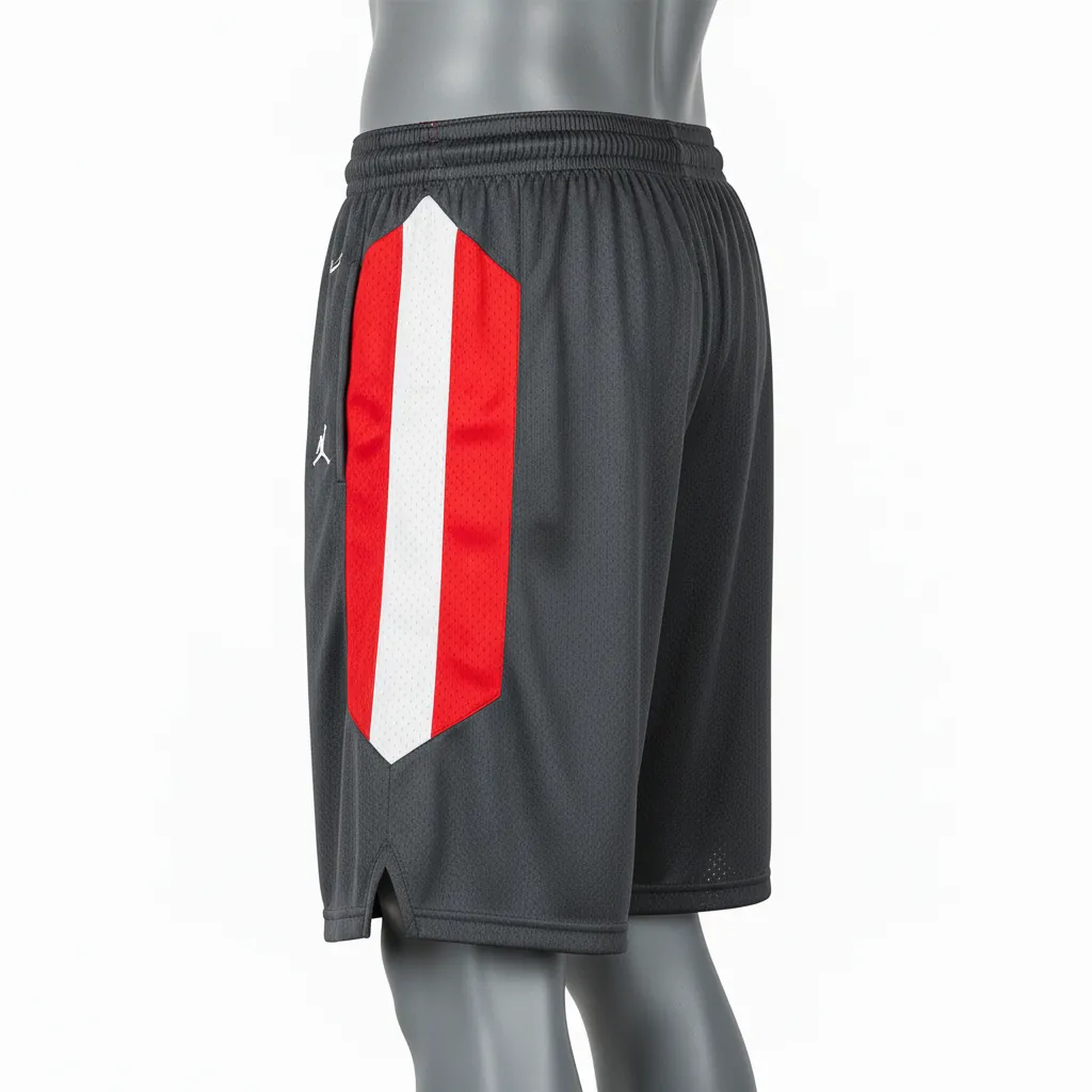 Custom Basketball Performance Basketball Shorts - Red - Charcoal Angular - Side View - Kinexa Sportswear