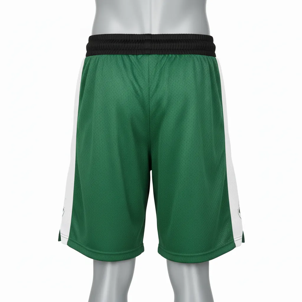 Custom Basketball Performance Basketball Shorts - Green, White - Forest Stripe - Back View - Kinexa Sportswear
