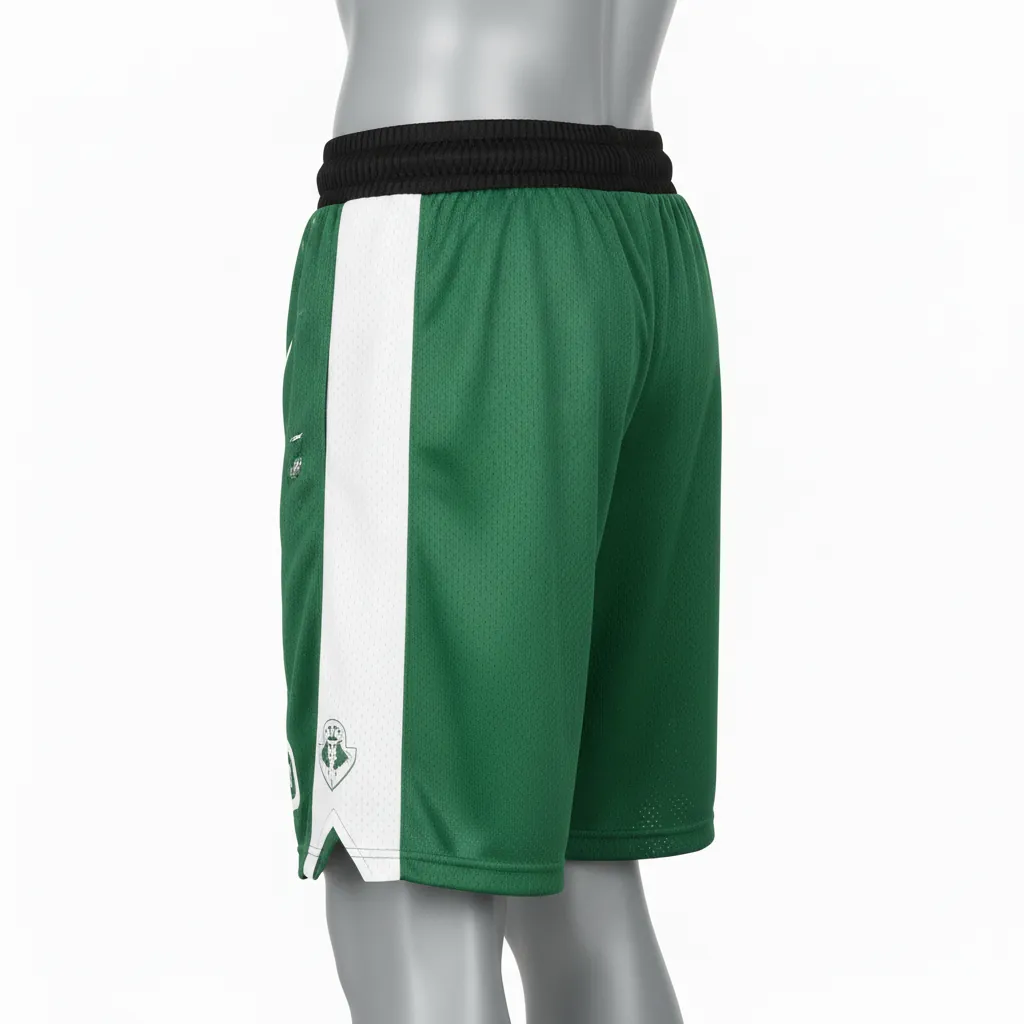 Custom Basketball Performance Basketball Shorts - Green, White - Forest Stripe - Side View - Kinexa Sportswear