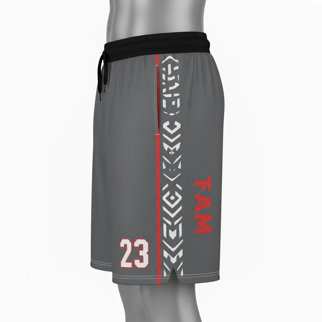 Custom Basketball Performance Basketball Shorts - White - Graphite Angular - Back View - Kinexa Sportswear