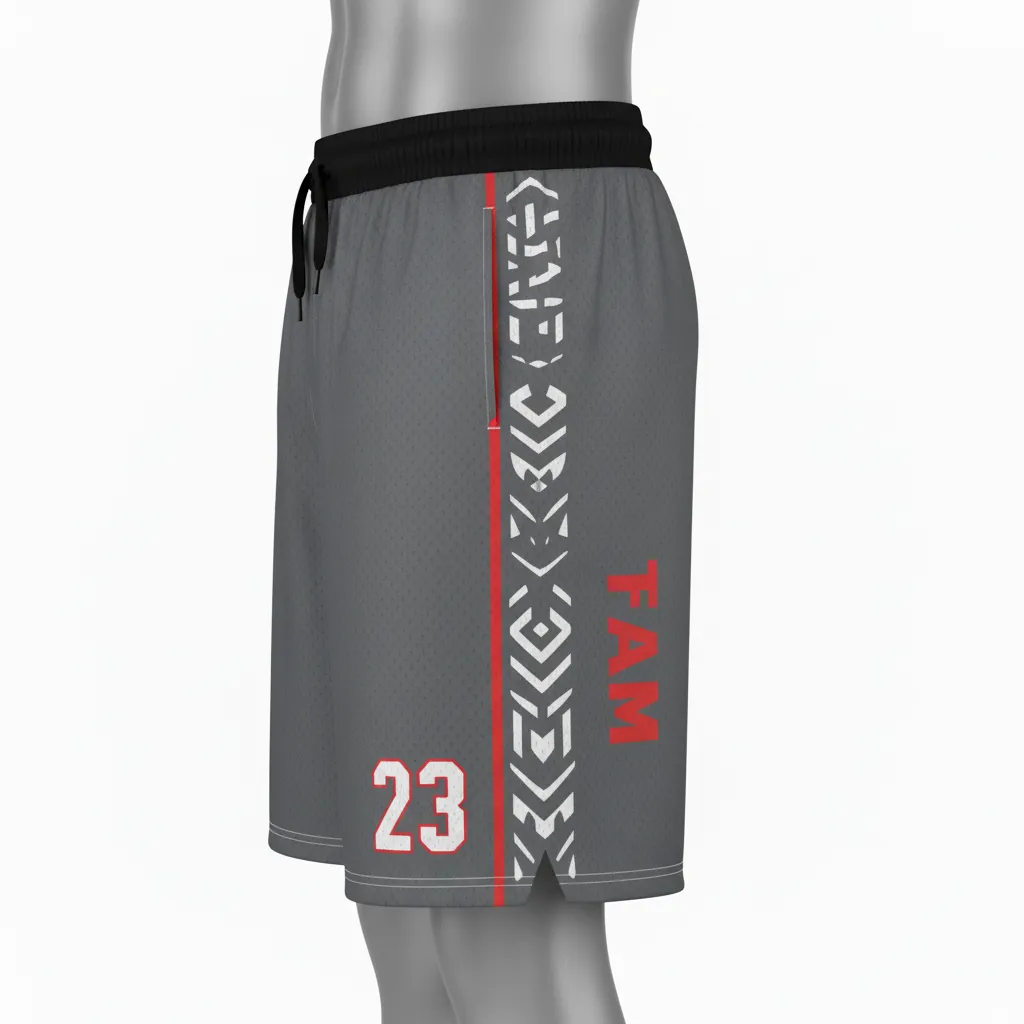 Custom Basketball Performance Basketball Shorts - White - Graphite Angular - Front View - Kinexa Sportswear