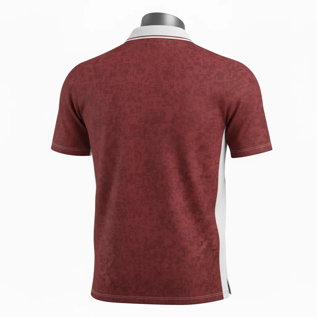 Custom Basketball Performance Polo Shirt - Red, White - Cardinal Stripe - Back View - Kinexa Sportswear