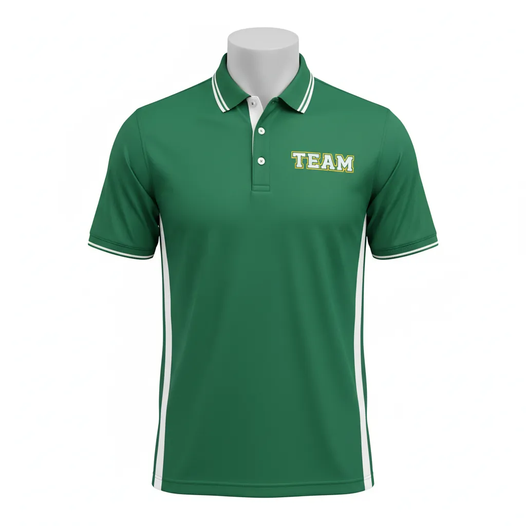 Custom Basketball Performance Polo Shirt - Green, White - Forest Stripe - Front View - Kinexa Sportswear