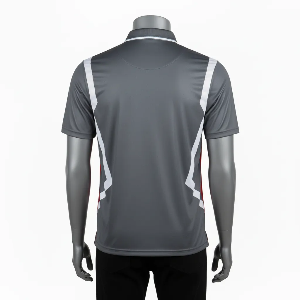 Custom Basketball Performance Polo Shirt - White - Graphite Angular - Back View - Kinexa Sportswear