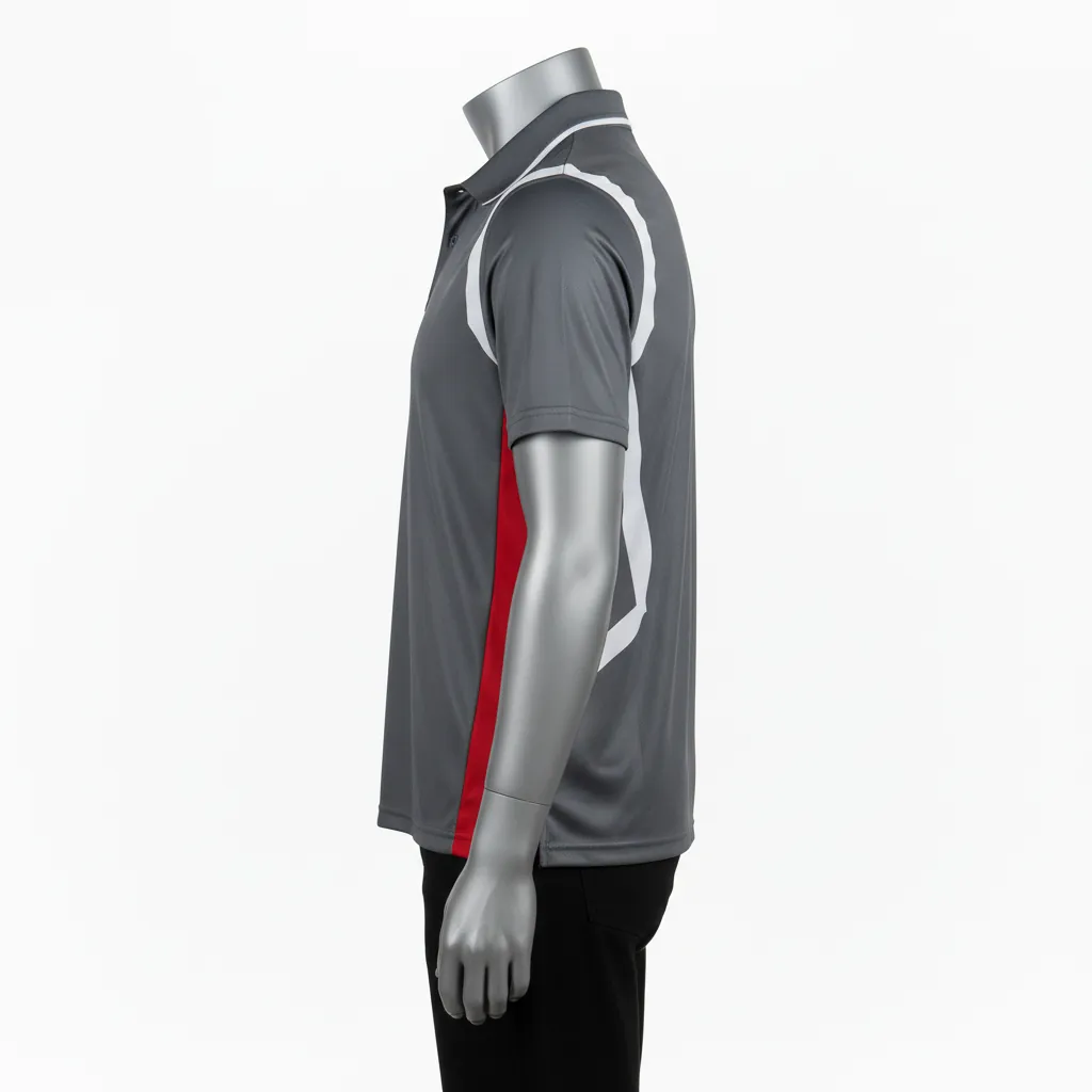 Custom Basketball Performance Polo Shirt - White - Graphite Angular - Side View - Kinexa Sportswear