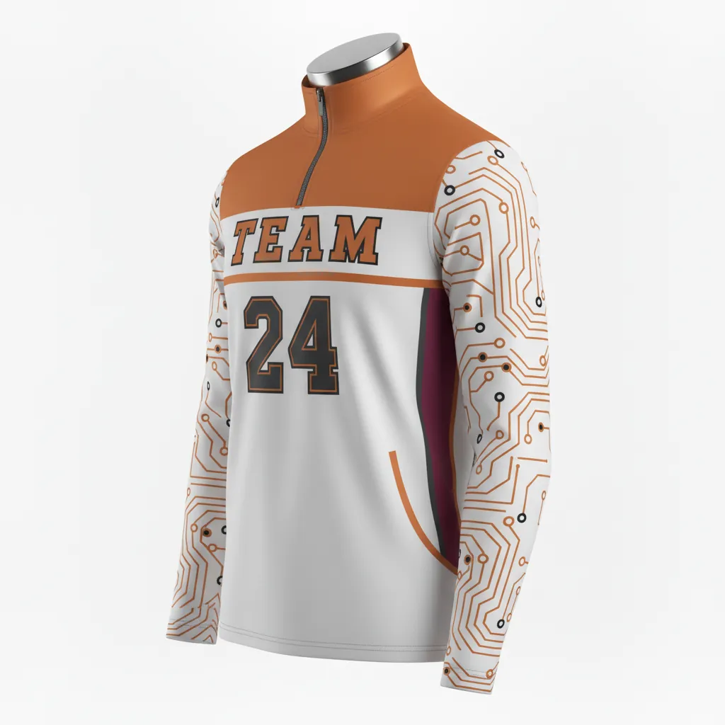 Custom Basketball Quarter Zip Practice Jersey - White - Berry Graphite Curved Insert - Front View - Kinexa Sportswear