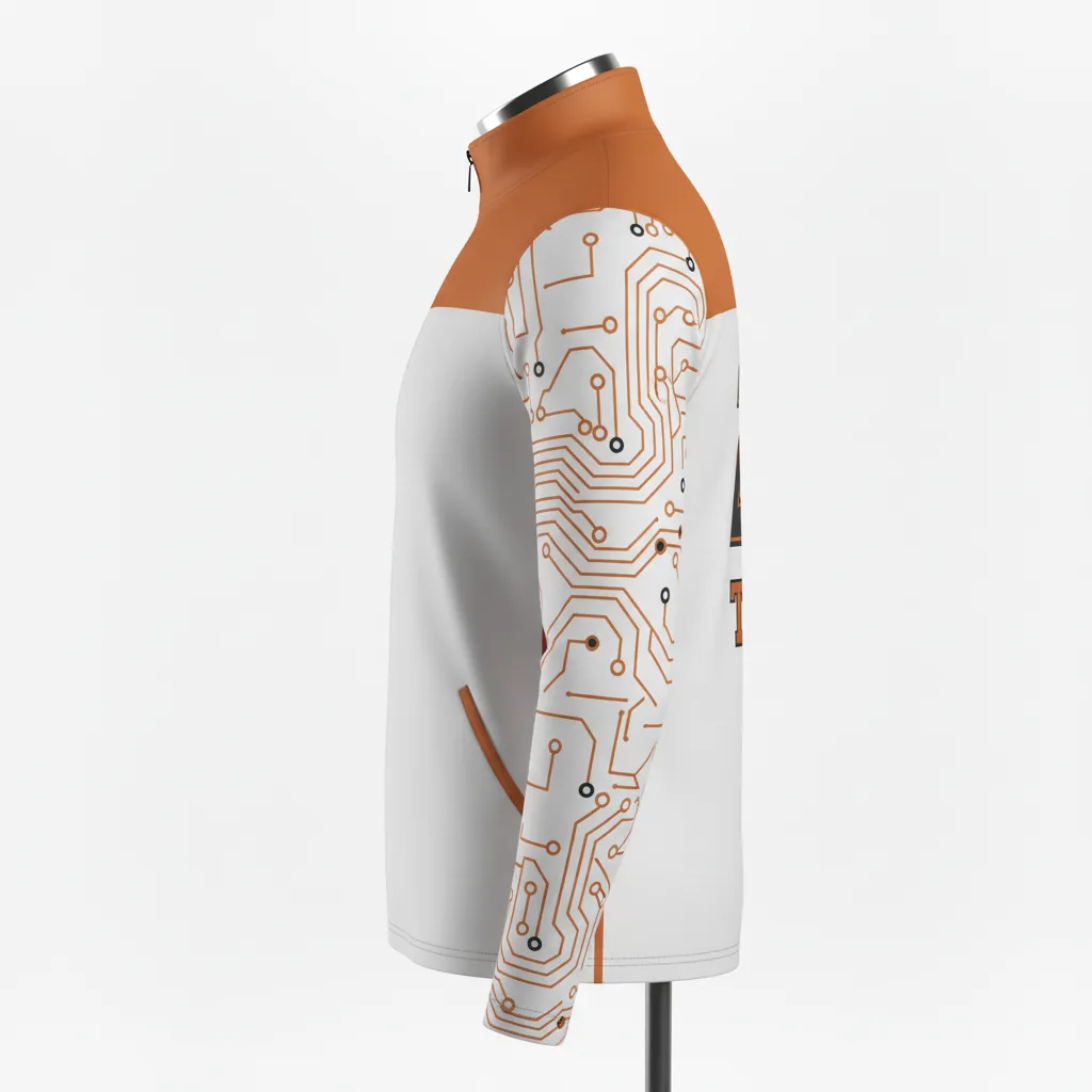 Custom Basketball Quarter Zip Practice Jersey - White - Berry Graphite Curved Insert - Side View - Kinexa Sportswear