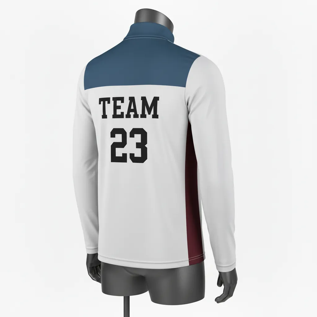 Custom Basketball Quarter Zip Practice Jersey - White, Black, White - Diagonal Stripe - Back View - Kinexa Sportswear