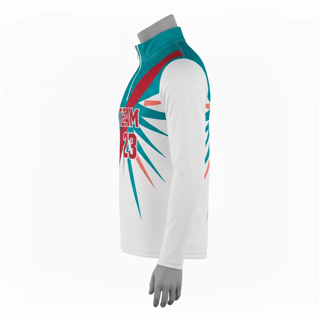 Custom Basketball Quarter Zip Practice Jersey - White, Red, White - Cardinal Diagonal Stripe - Front View - Kinexa Sportswear