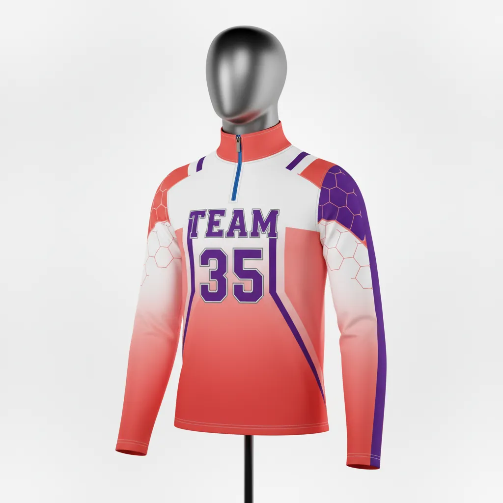 Custom Basketball Quarter Zip Practice Jersey - White, Blue, White - Columbia Raglan - Front View - Kinexa Sportswear