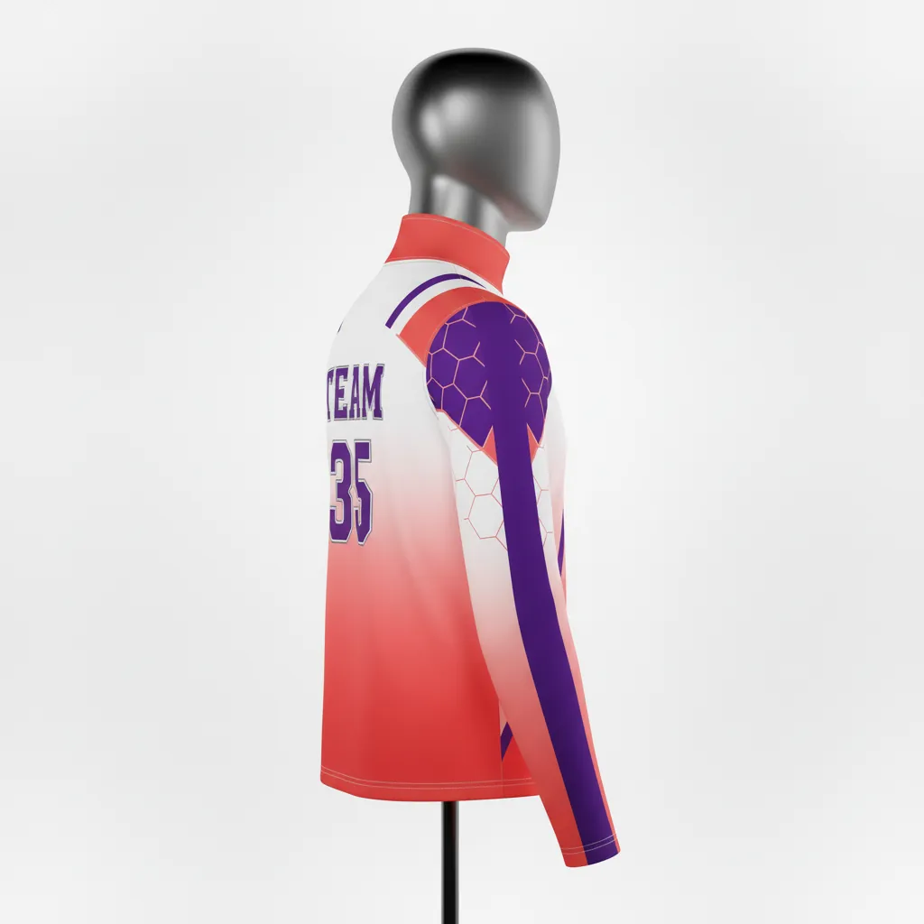 Custom Basketball Quarter Zip Practice Jersey - White, Blue, White - Columbia Raglan - Side View - Kinexa Sportswear