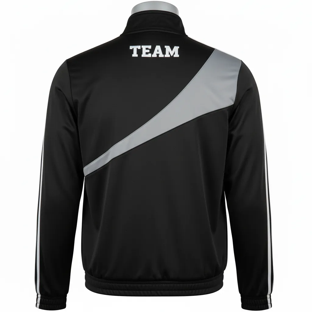 Custom Basketball Shooting Jacket - Black, Gray, White - Asymmetric - Back View - Kinexa Sportswear