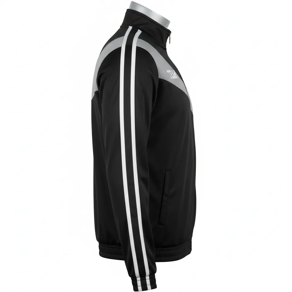 Custom Basketball Shooting Jacket - Black, Gray, White - Asymmetric - Side View - Kinexa Sportswear