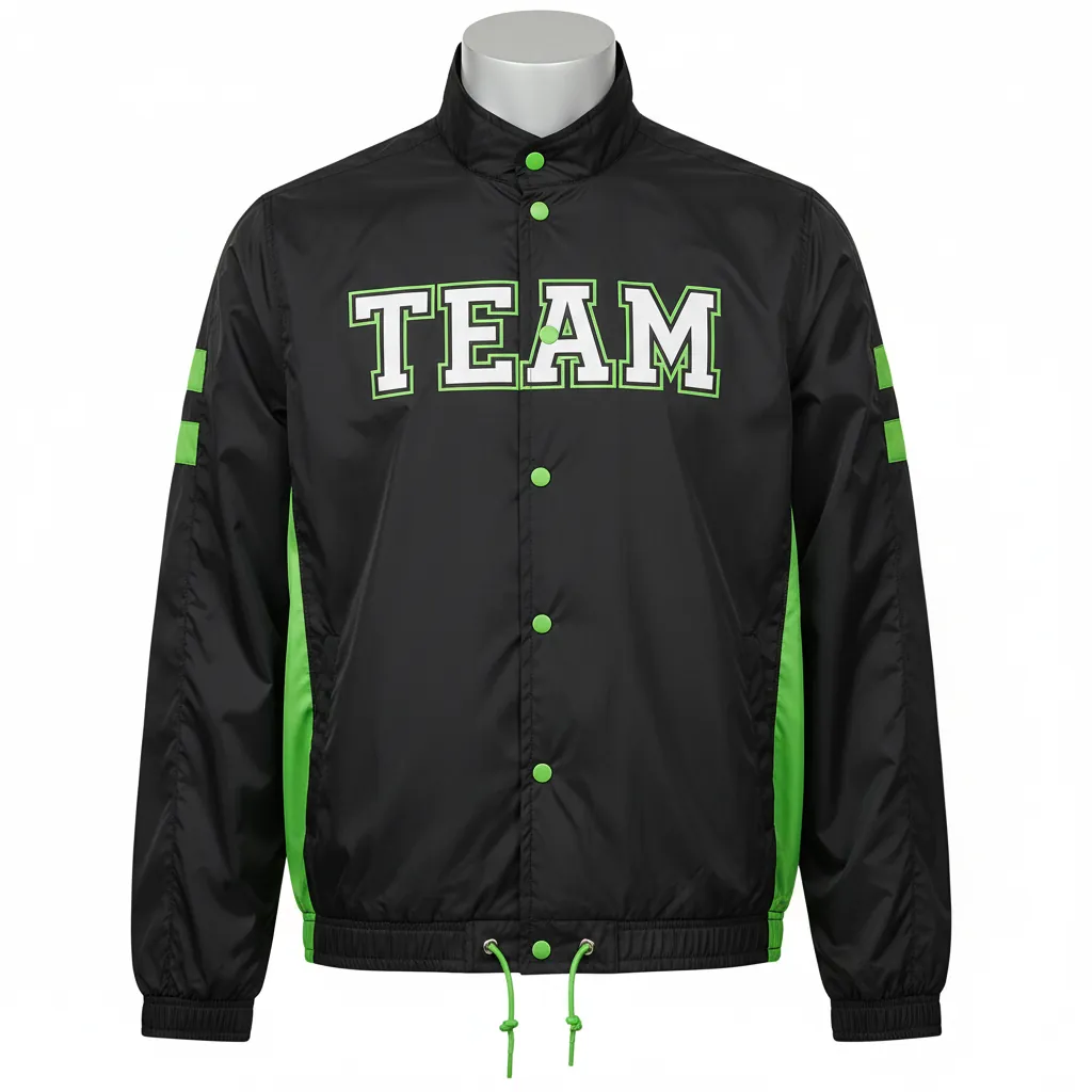 Custom Basketball Shooting Jacket - Black, Green, White - Lime - Front View - Kinexa Sportswear