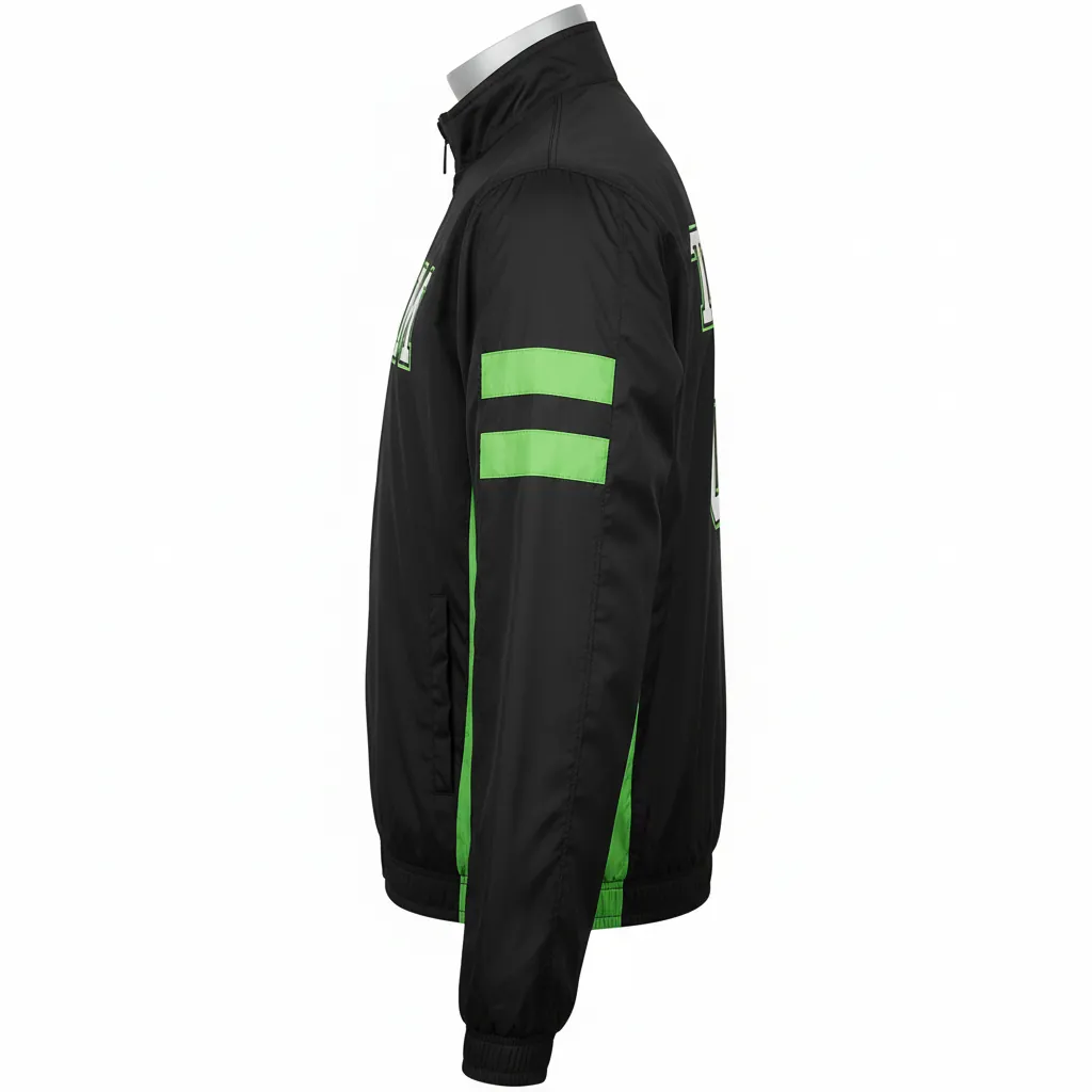 Custom Basketball Shooting Jacket - Black, Green, White - Lime - Side View - Kinexa Sportswear