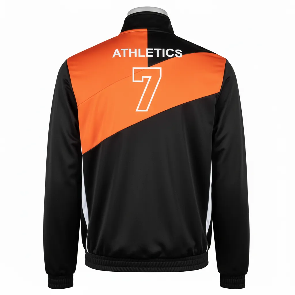 Custom Basketball Shooting Jacket - Black, Orange, White - Angular - Back View - Kinexa Sportswear