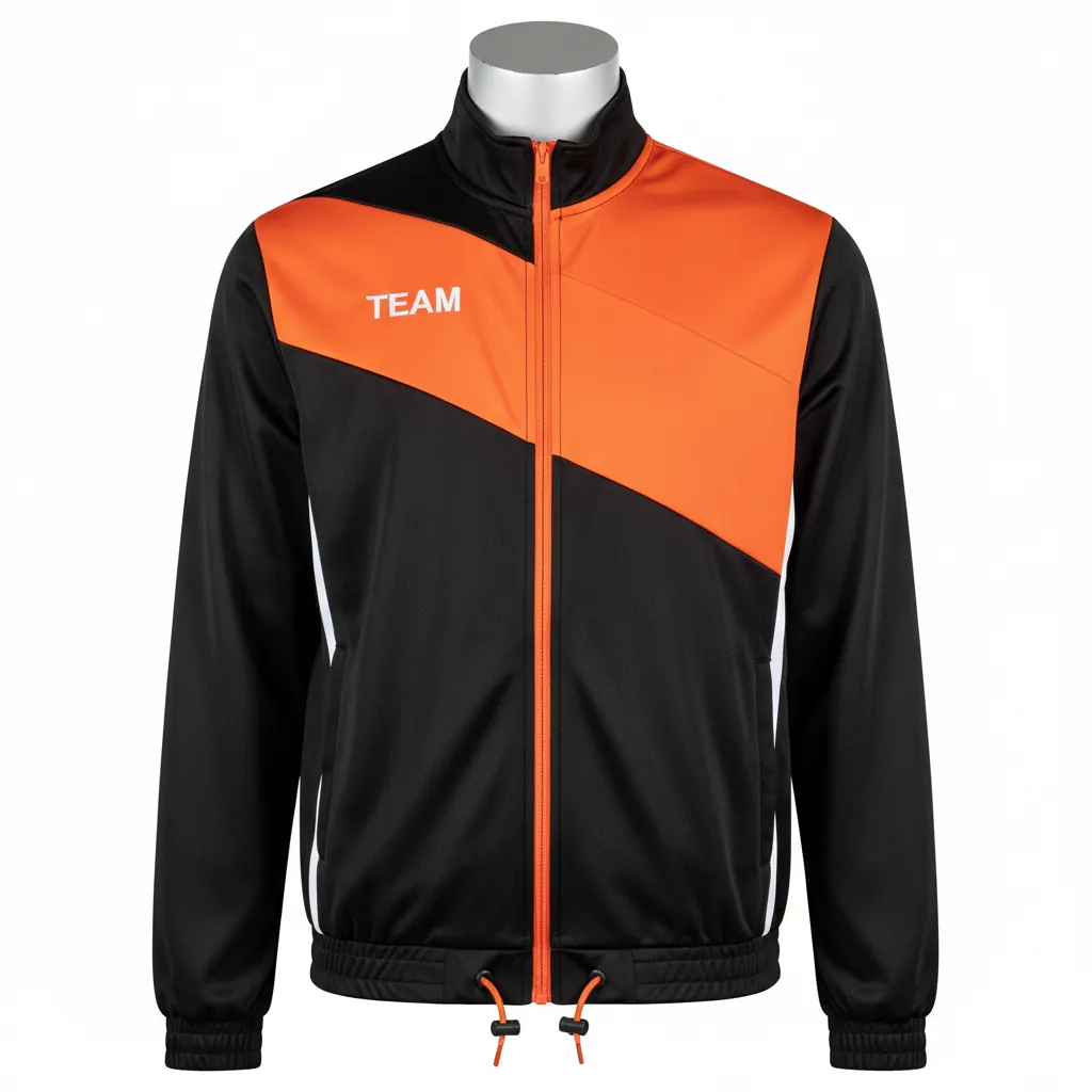 Custom Basketball Shooting Jacket - Black, Orange, White - Angular - Front View - Kinexa Sportswear