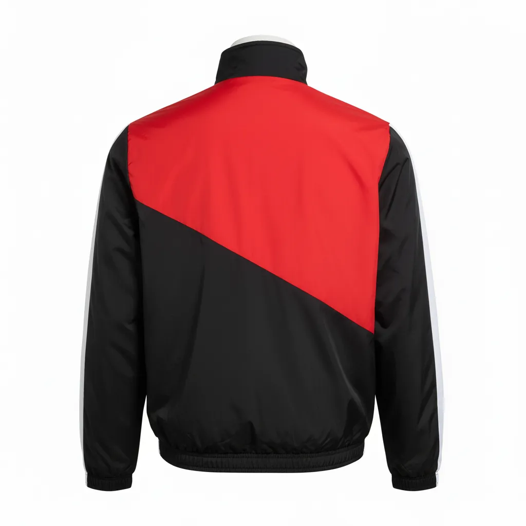 Custom Basketball Shooting Jacket - Black, Red, White - Diagonal - Back View - Kinexa Sportswear