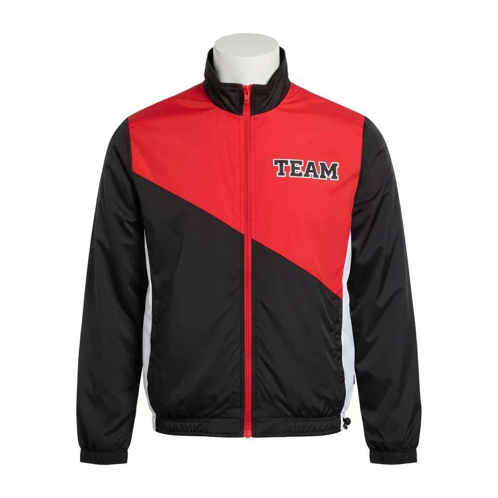 Custom Basketball Shooting Jacket - Black, Red, White - Diagonal - Front View - Kinexa Sportswear
