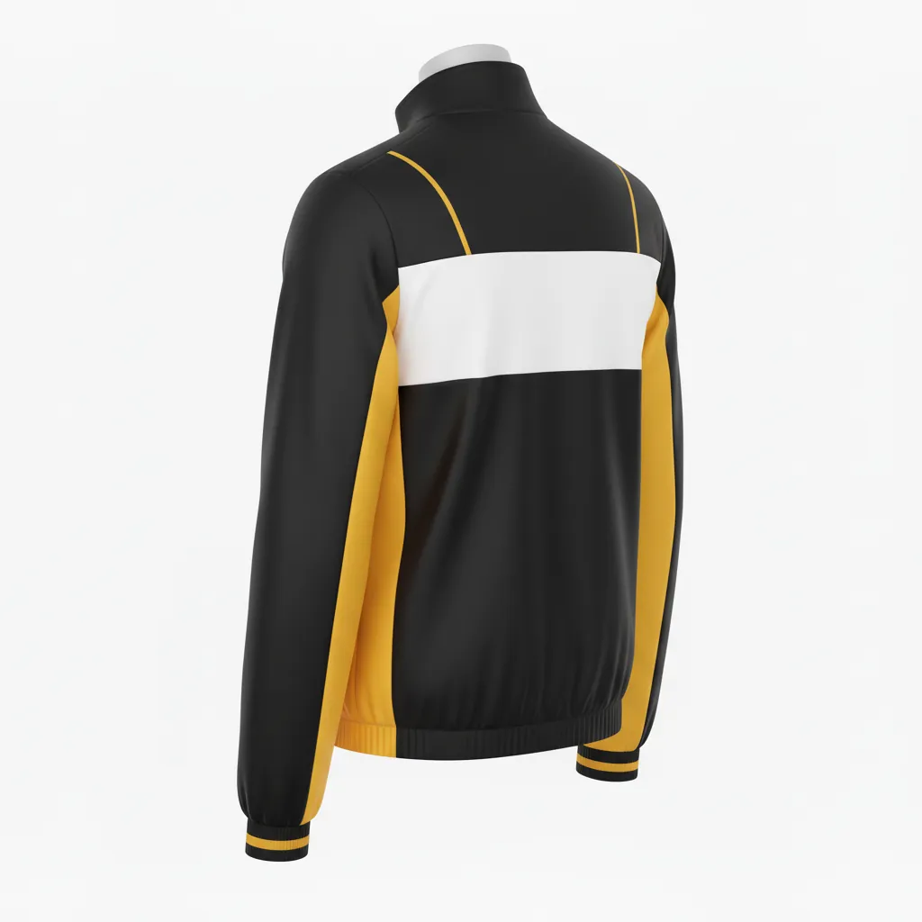 Custom Basketball Shooting Jacket - Black, Yellow, White - Modern - Back View - Kinexa Sportswear