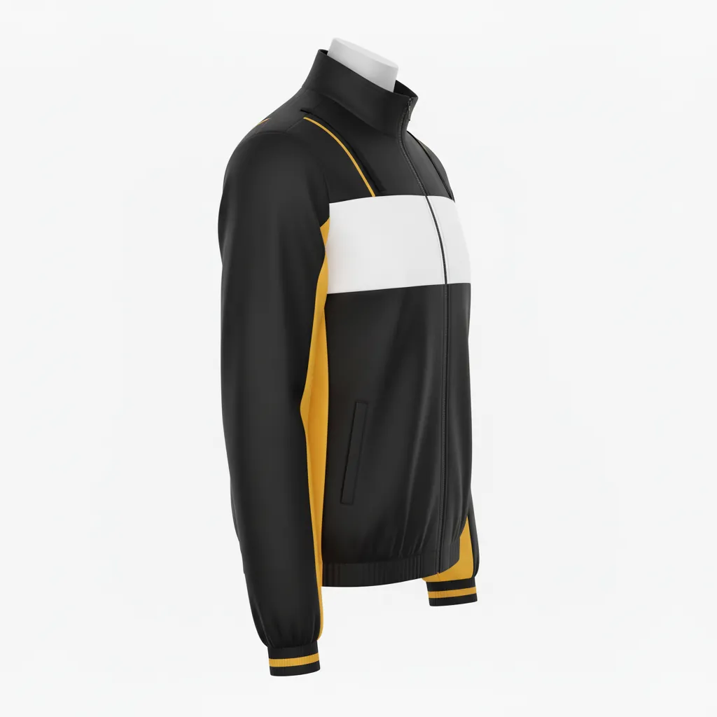Custom Basketball Shooting Jacket - Black, Yellow, White - Modern - Side View - Kinexa Sportswear