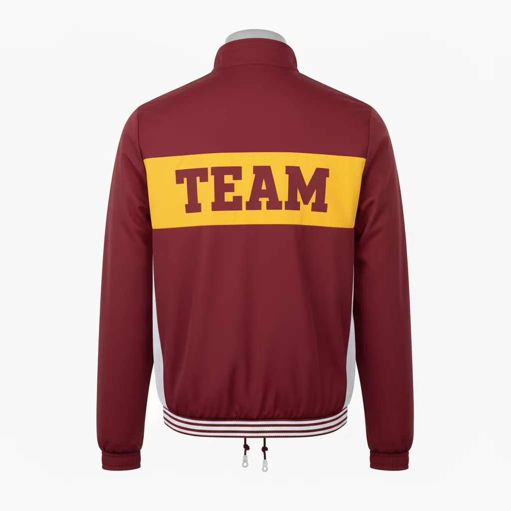 Custom Basketball Shooting Jacket - Burgundy, Gold, White - Chest - Back View - Kinexa Sportswear
