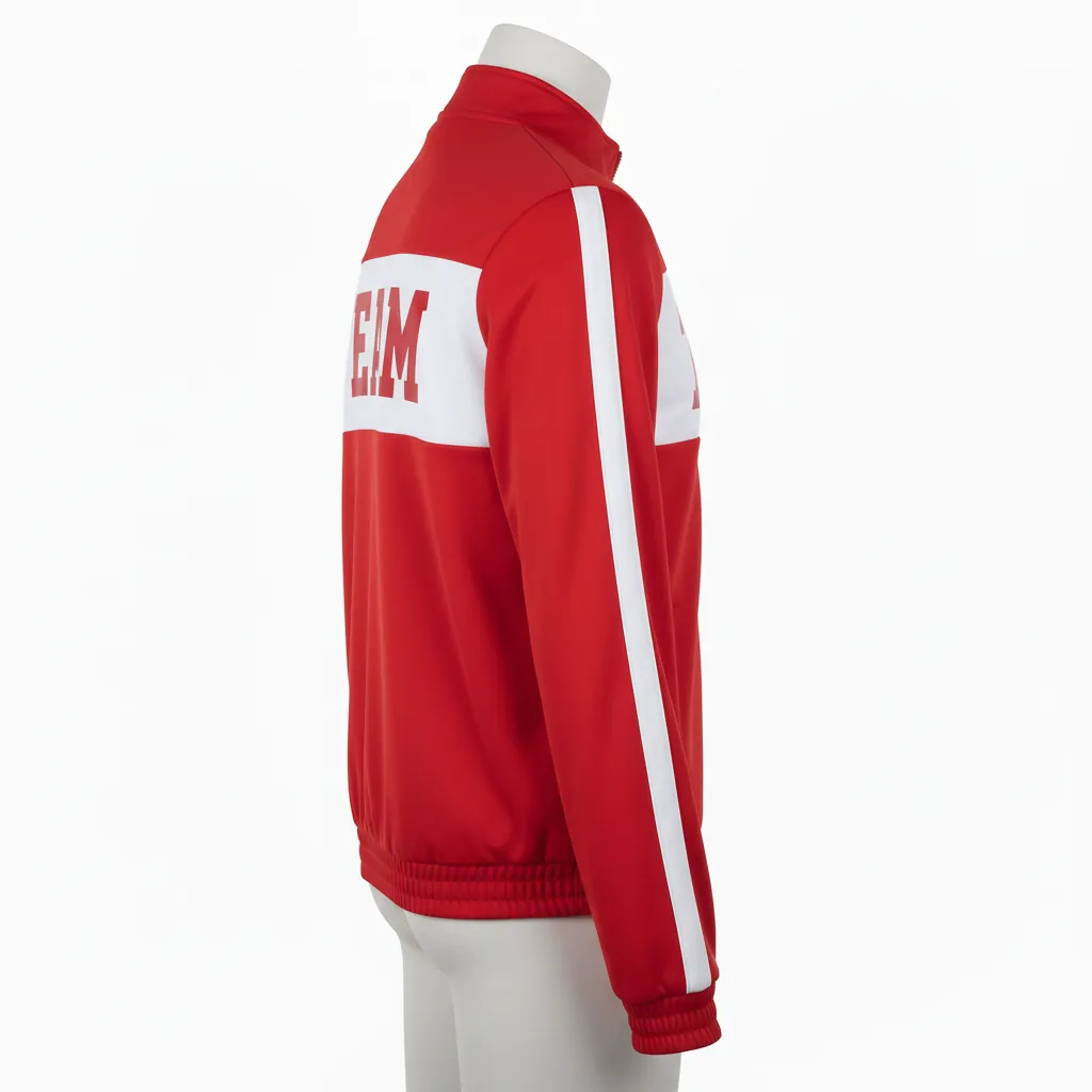 Custom Basketball Shooting Jacket - Red, White - Cardinal Block - Side View - Kinexa Sportswear