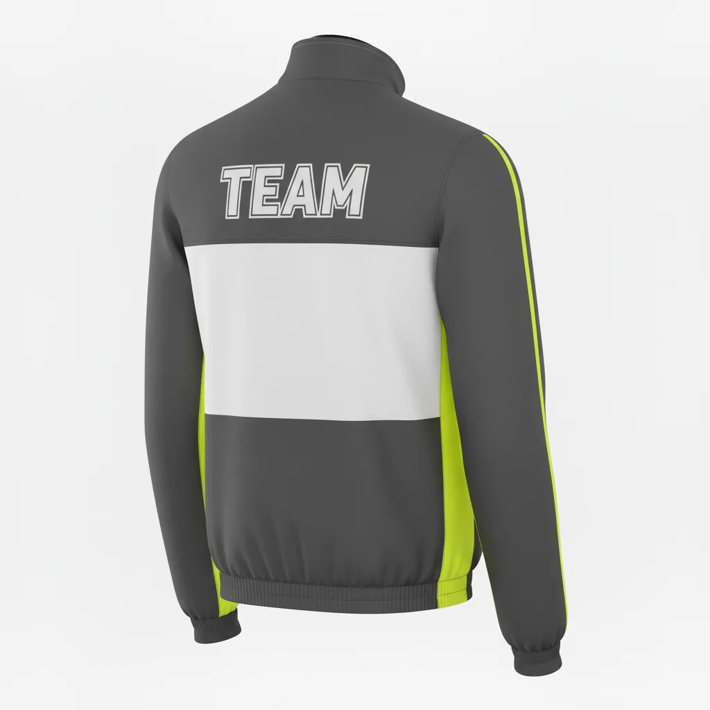 Custom Basketball Shooting Jacket - Yellow, White - Charcoal Neon - Back View - Kinexa Sportswear