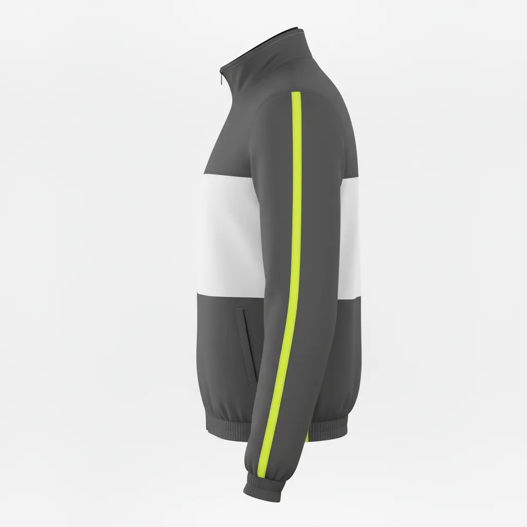 Custom Basketball Shooting Jacket - Yellow, White - Charcoal Neon - Side View - Kinexa Sportswear