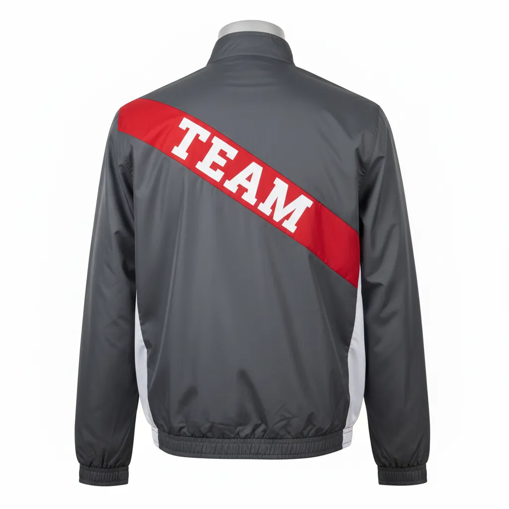 Custom Basketball Shooting Jacket - Red, White - Charcoal Modern - Back View - Kinexa Sportswear