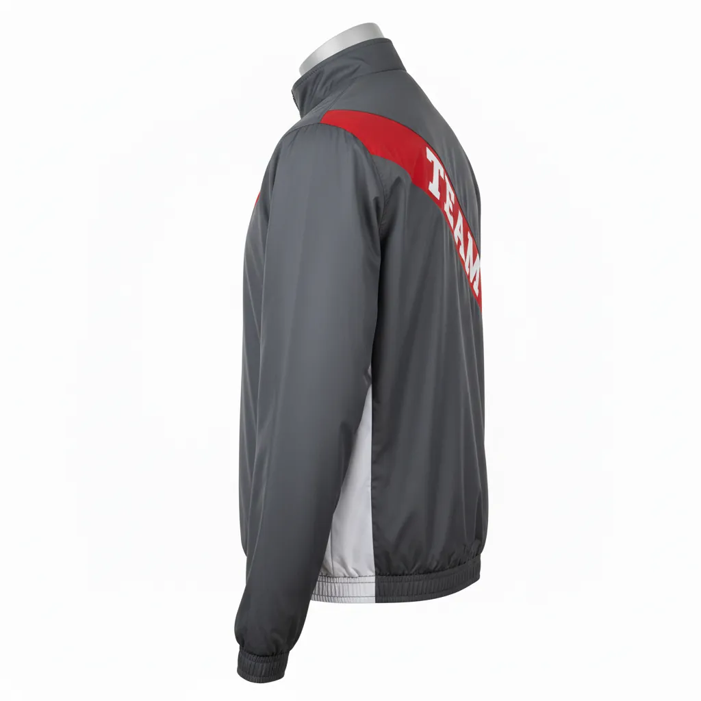 Custom Basketball Shooting Jacket - Red, White - Charcoal Modern - Side View - Kinexa Sportswear