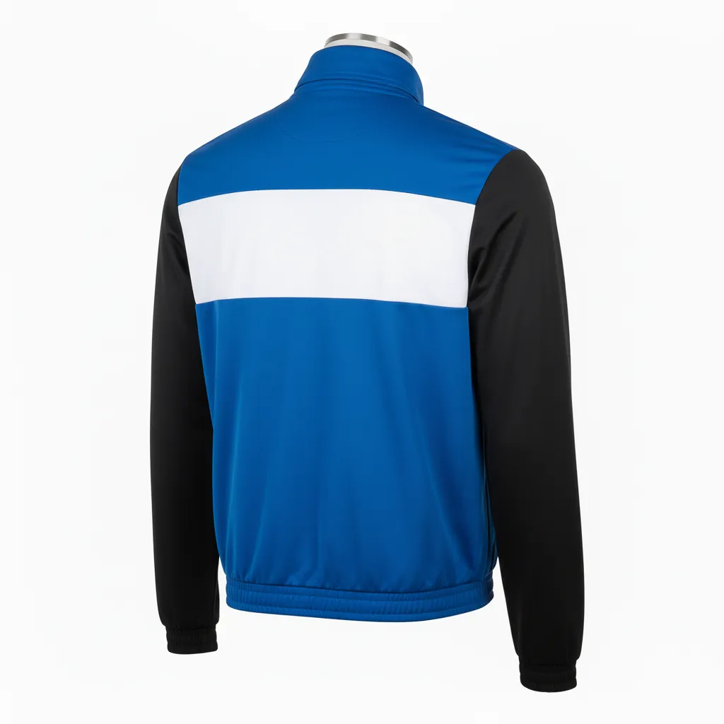 Custom Basketball Shooting Jacket - Blue, Black, White - Columbia - Back View - Kinexa Sportswear