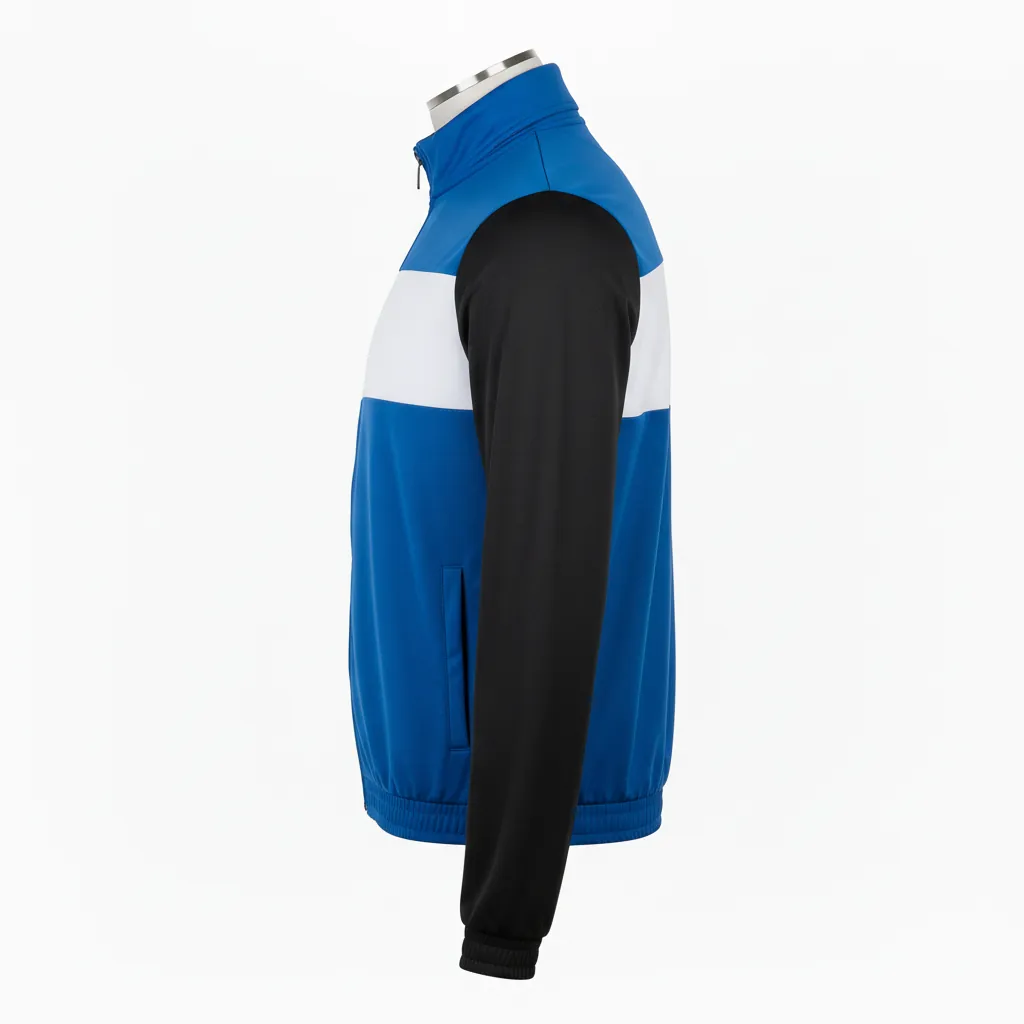 Custom Basketball Shooting Jacket - Blue, Black, White - Columbia - Side View - Kinexa Sportswear