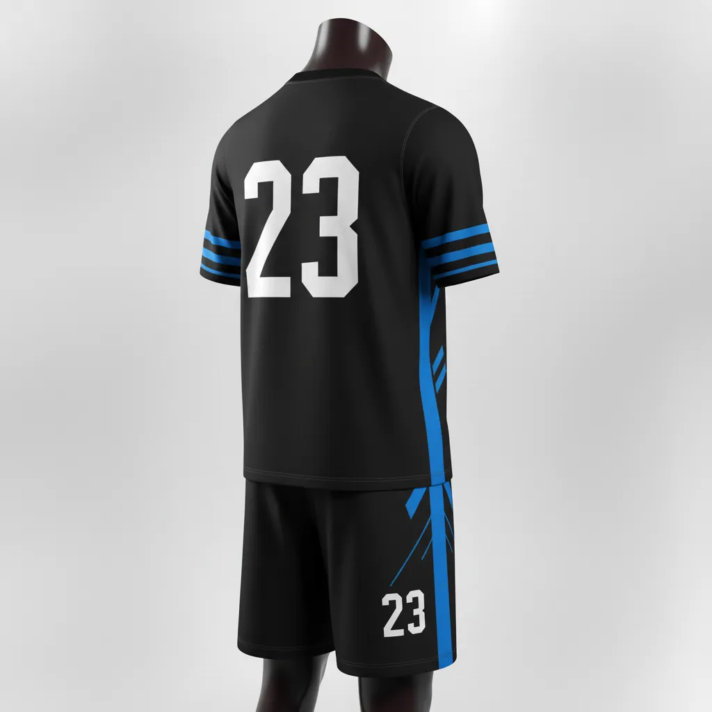 Custom Basketball Short Sleeve Practice T Shirt - Black, Blue - Columbia Stripe - Back View - Kinexa Sportswear