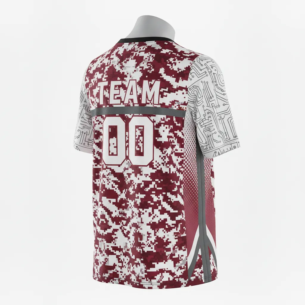 Custom Basketball Short Sleeve Practice T Shirt - Red, White - Cardinal Stripe - Back View - Kinexa Sportswear