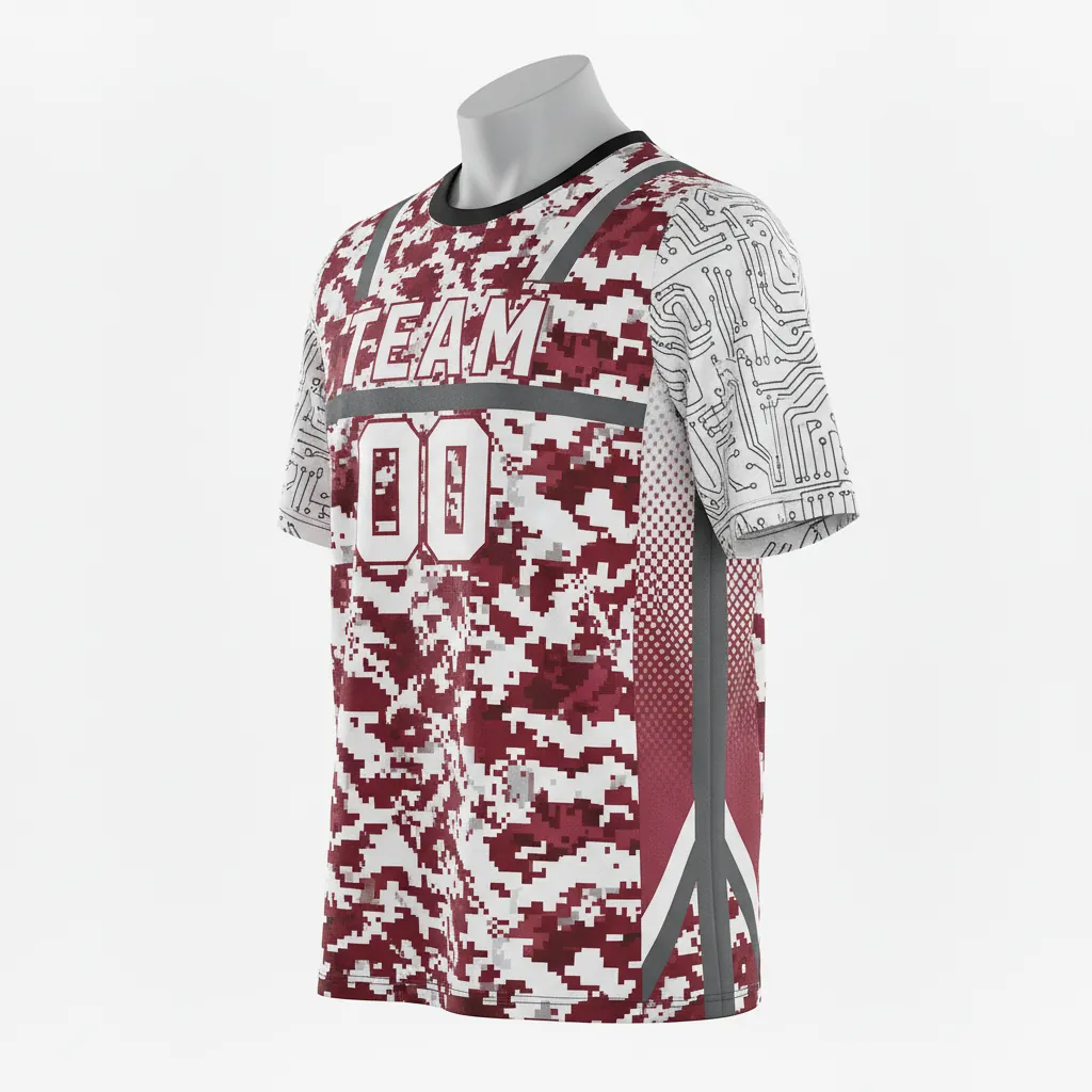Custom Basketball Short Sleeve Practice T Shirt - Red, White - Cardinal Stripe - Front View - Kinexa Sportswear