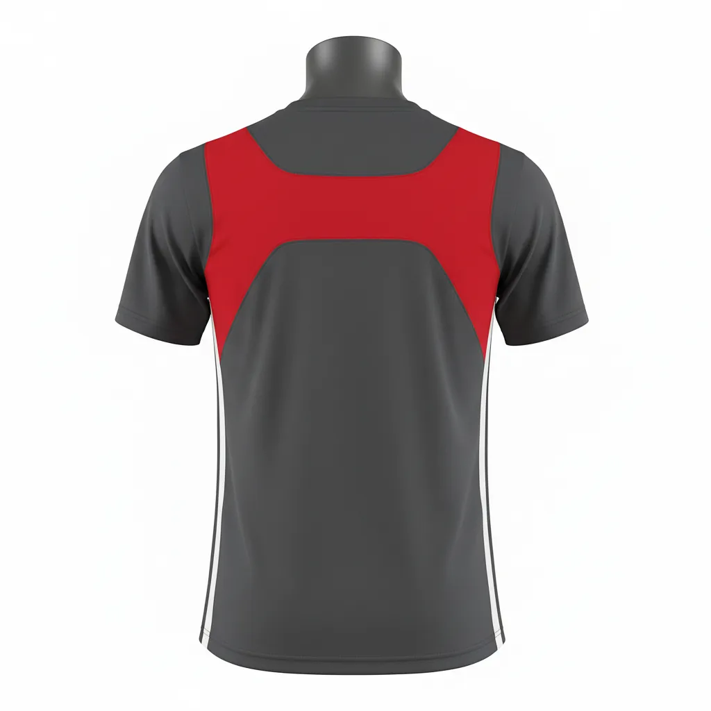 Custom Basketball Short Sleeve Practice T Shirt - Red - Charcoal Angular - Back View - Kinexa Sportswear