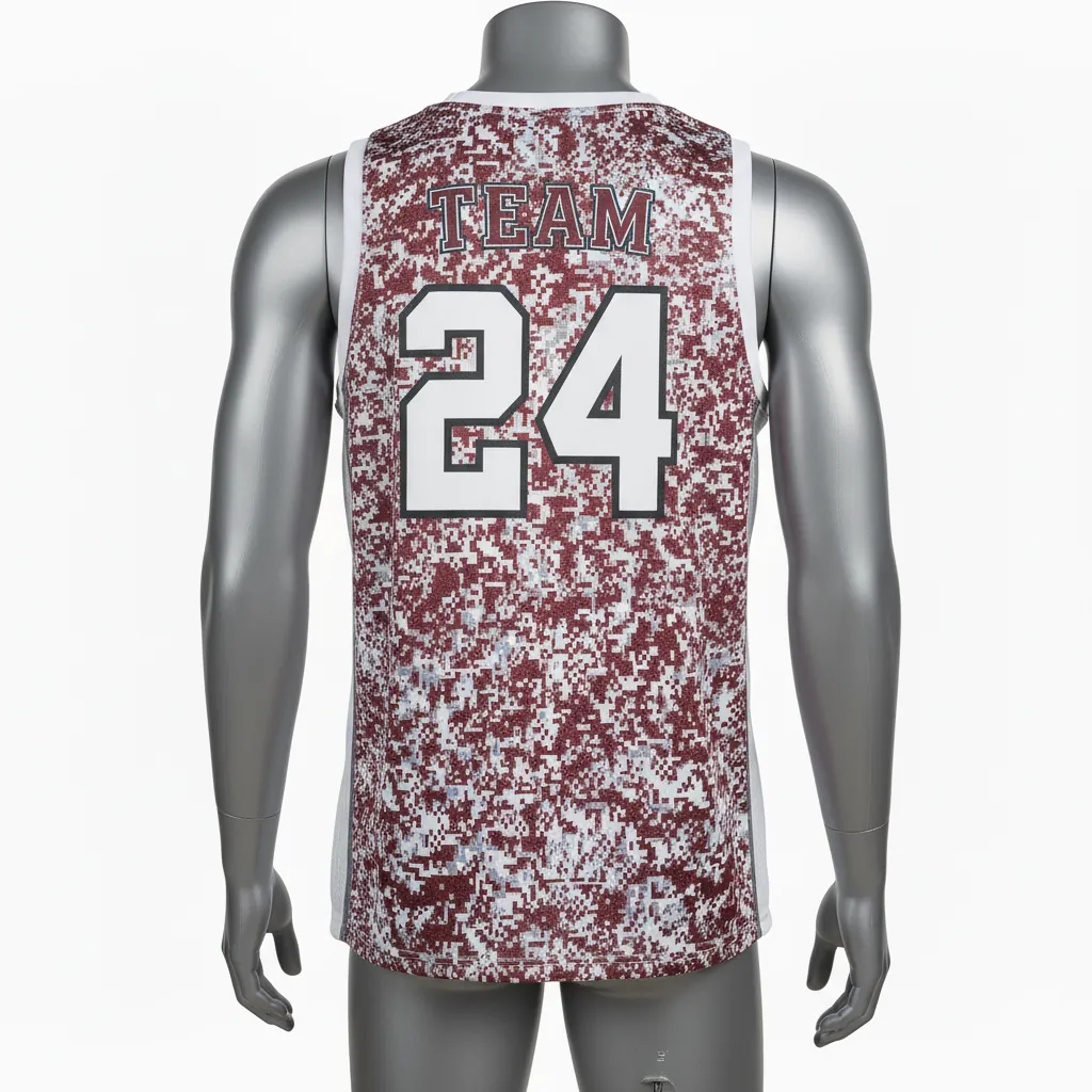 Custom Basketball Sleeveless Training Shirt - Red, White - Cardinal Stripe - Back View - Kinexa Sportswear