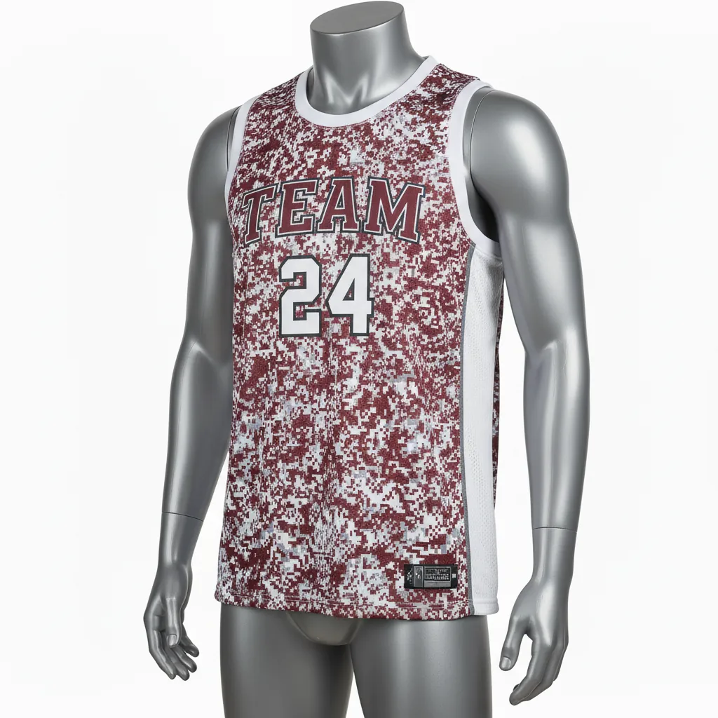 Custom Basketball Sleeveless Training Shirt - Red, White - Cardinal Stripe - Front View - Kinexa Sportswear