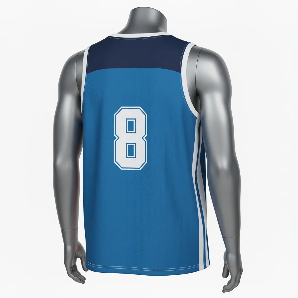 Custom Basketball Sleeveless Training Shirt - Blue, Navy - Columbia Colorblock - Back View - Kinexa Sportswear