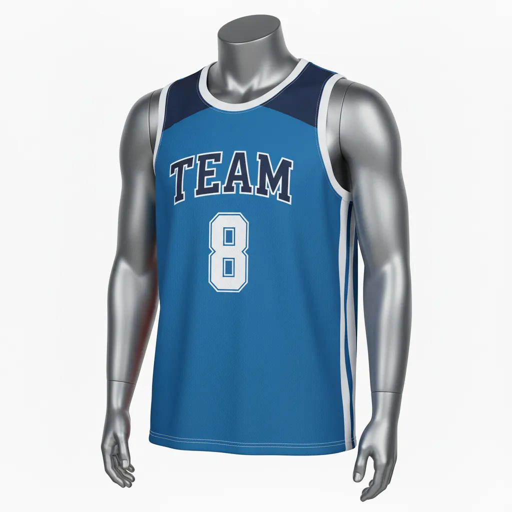 Custom Basketball Sleeveless Training Shirt - Blue, Navy - Columbia Colorblock - Front View - Kinexa Sportswear